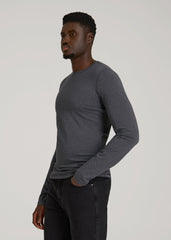 The Essential Slim Fit Long Sleeve Tee for Tall Men in Charcoal Mix