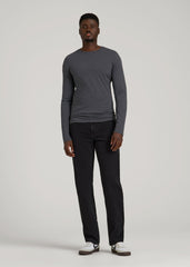 The Essential Slim Fit Long Sleeve Tee for Tall Men in Charcoal Mix