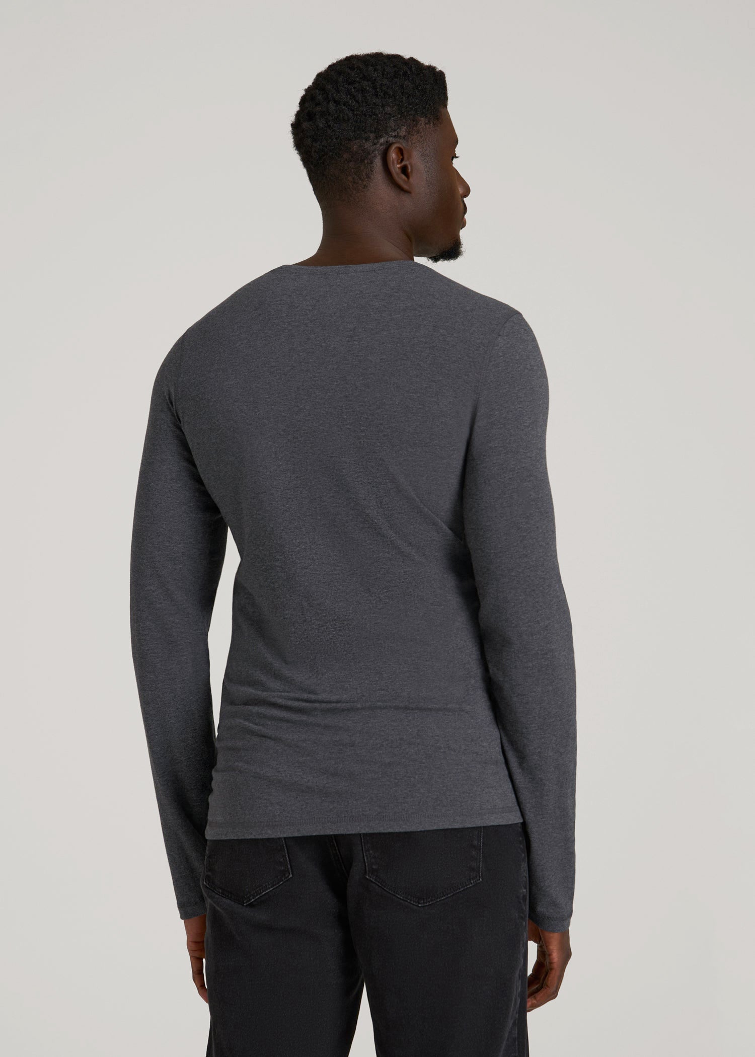 The Essential Slim Fit Long Sleeve Tee for Tall Men in Charcoal Mix