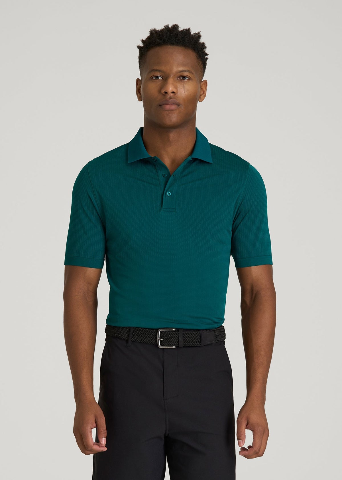 Performance Vented Golf Polo for Tall Men in Deep Teal