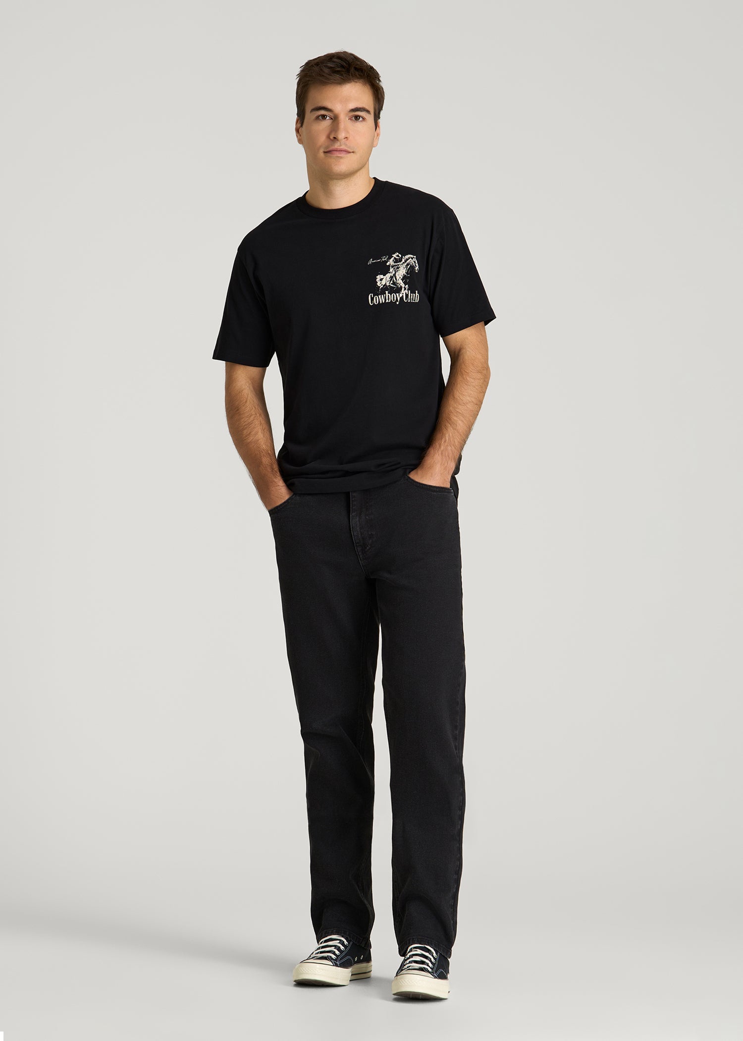 Rodeo Graphic Tee for Tall Men in Black