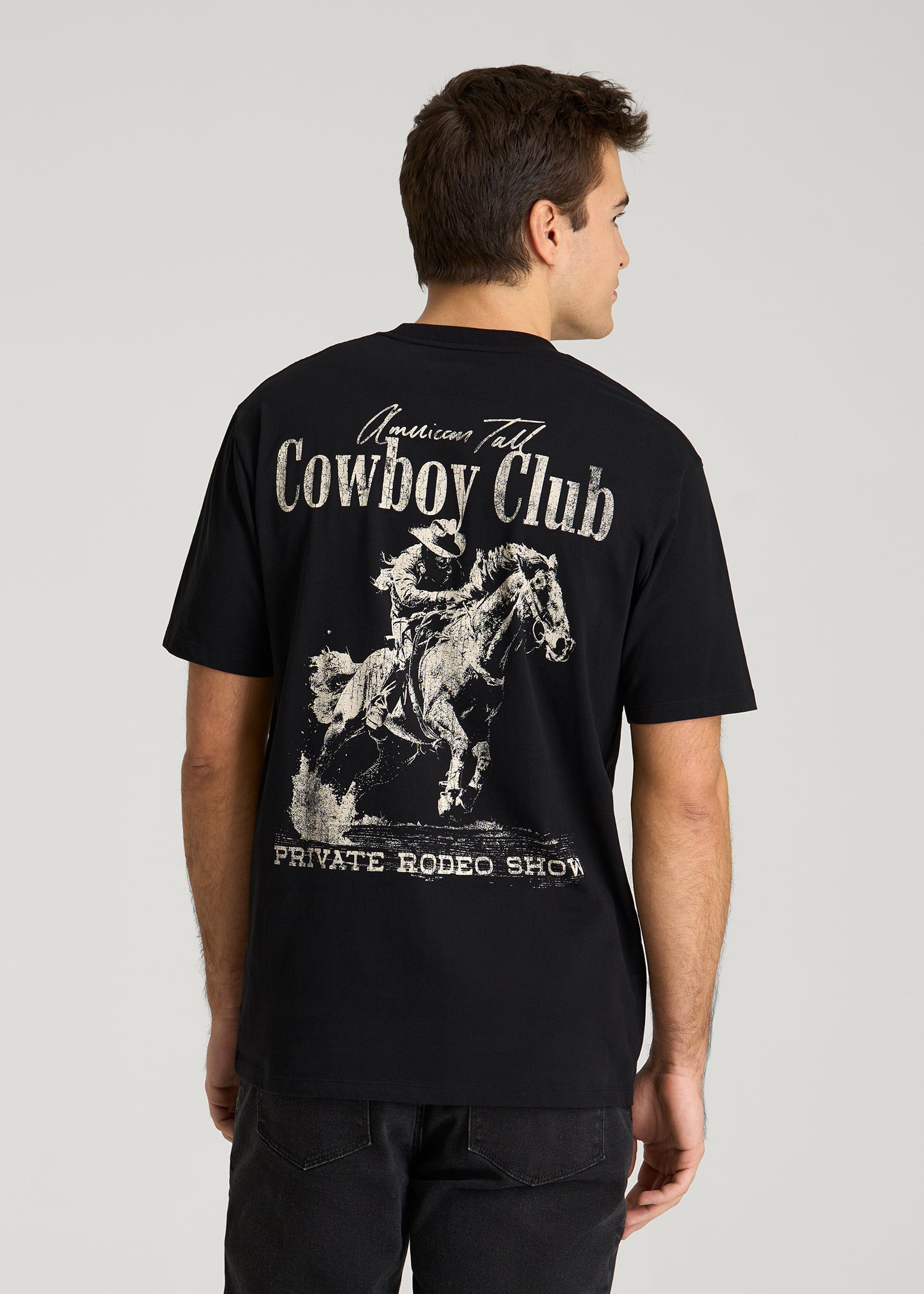 Rodeo Graphic Tee for Tall Men in Black
