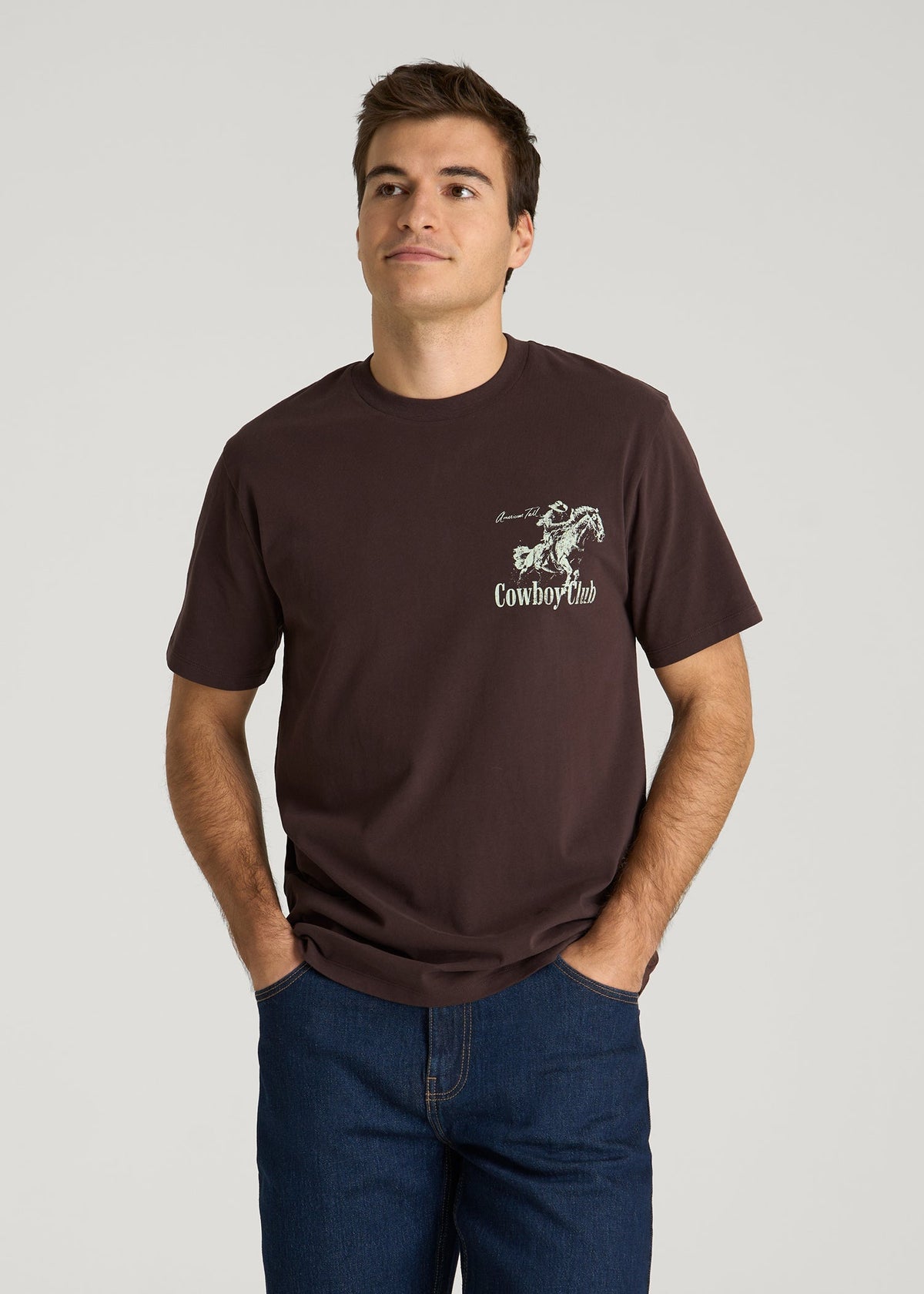 Rodeo Graphic Tee for Tall Men in Brown