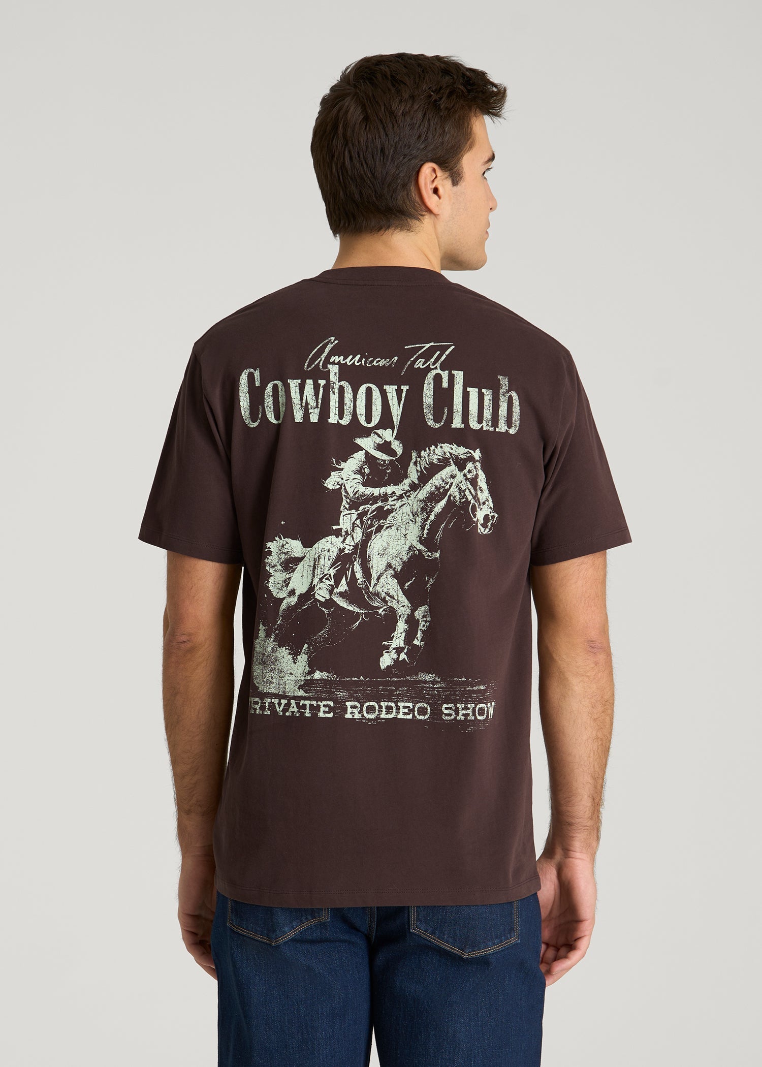 Rodeo Graphic Tee for Tall Men in Brown