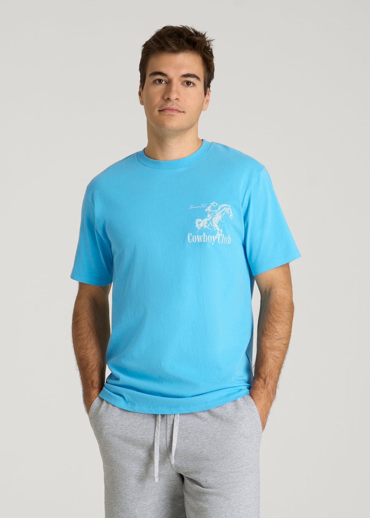 Rodeo Graphic Tee for Tall Men in Blue