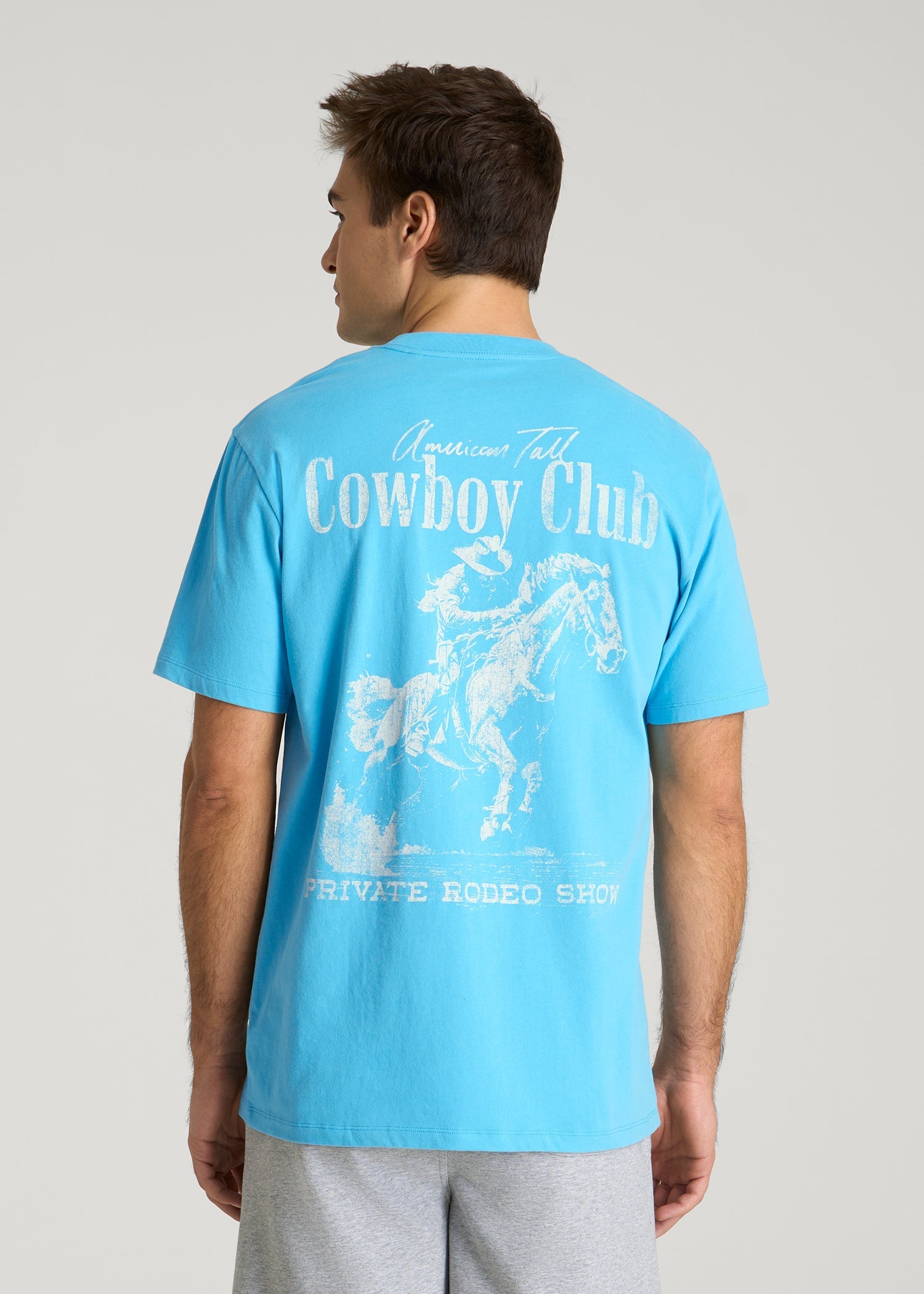 Rodeo Graphic Tee for Tall Men in Blue