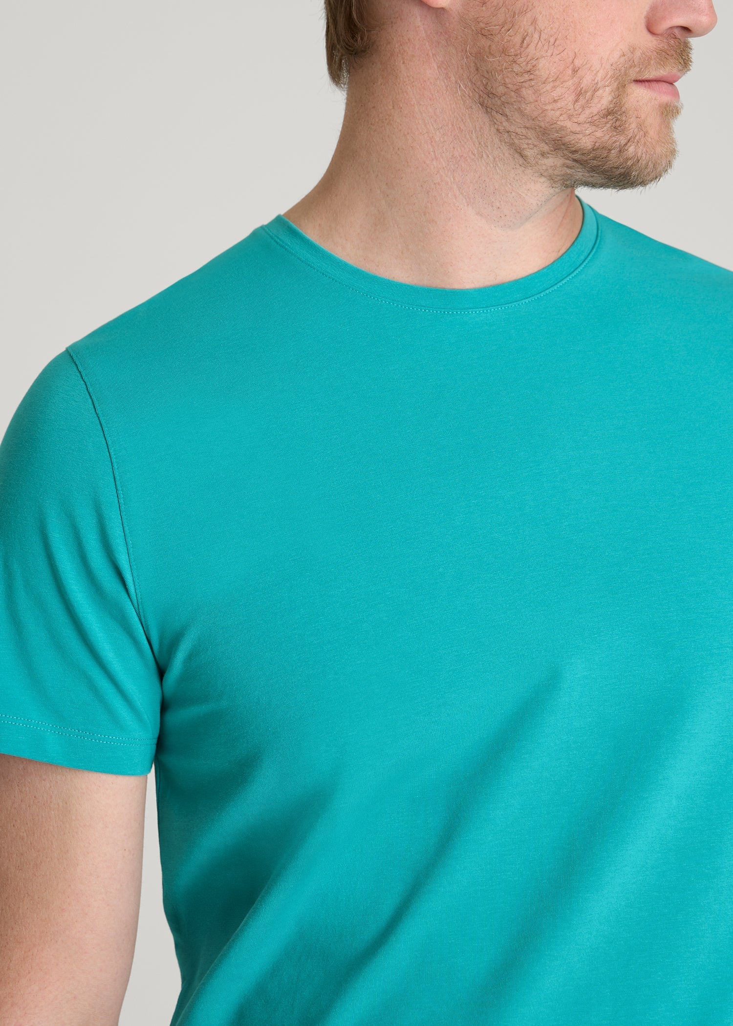 The Essential Modern Fit Crewneck Tee for Tall Men in Baltic Turquoise