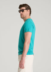 The Essential Modern Fit Crewneck Tee for Tall Men in Baltic Turquoise