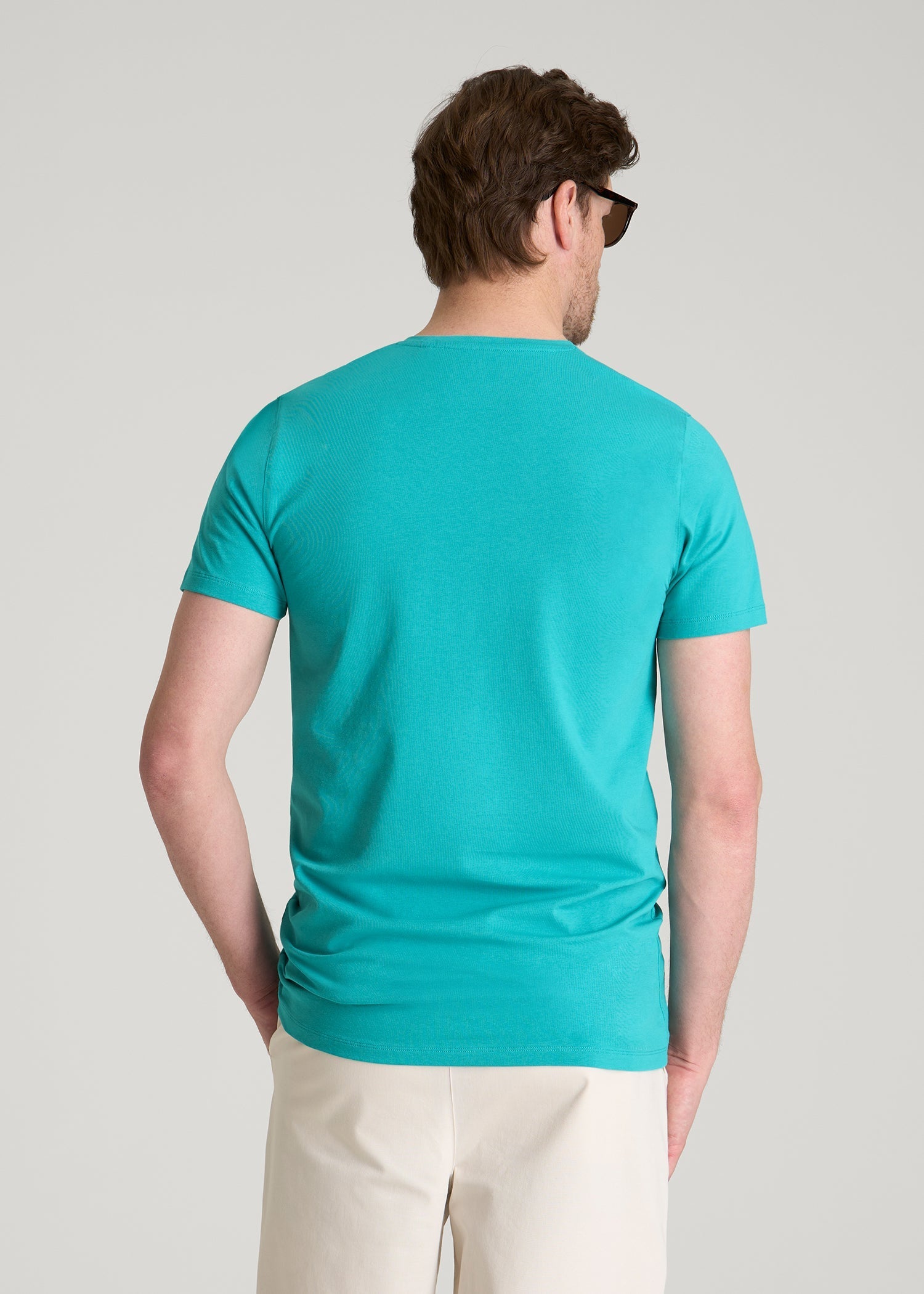 The Essential Modern Fit Crewneck Tee for Tall Men in Baltic Turquoise