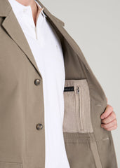Stretch Commuter Chino Sport Coat for Tall Men in Dusty Khaki