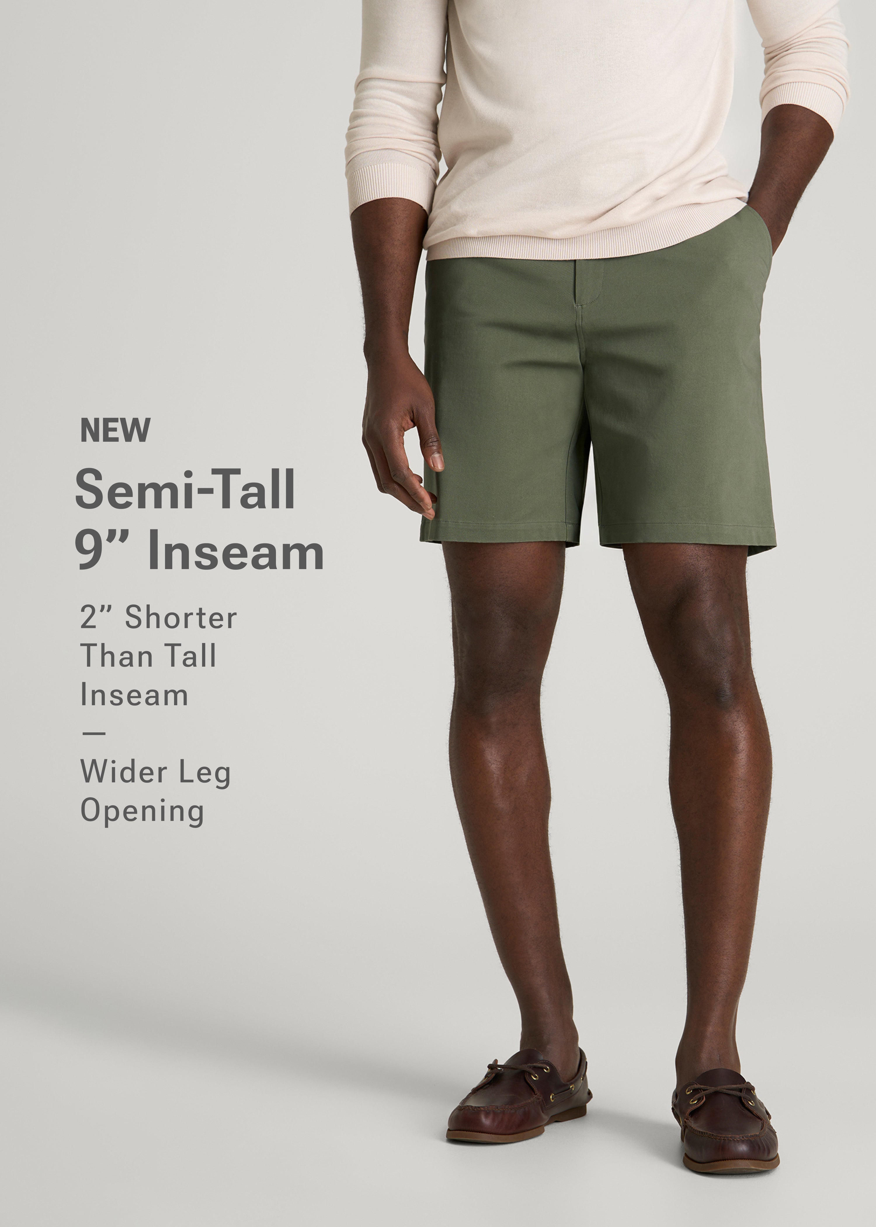 Stretch Commuter Chino Short for Tall Men in Olive