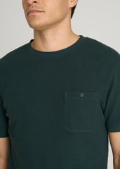 Terry Cotton Pocket Tee for Tall Men in Emerald