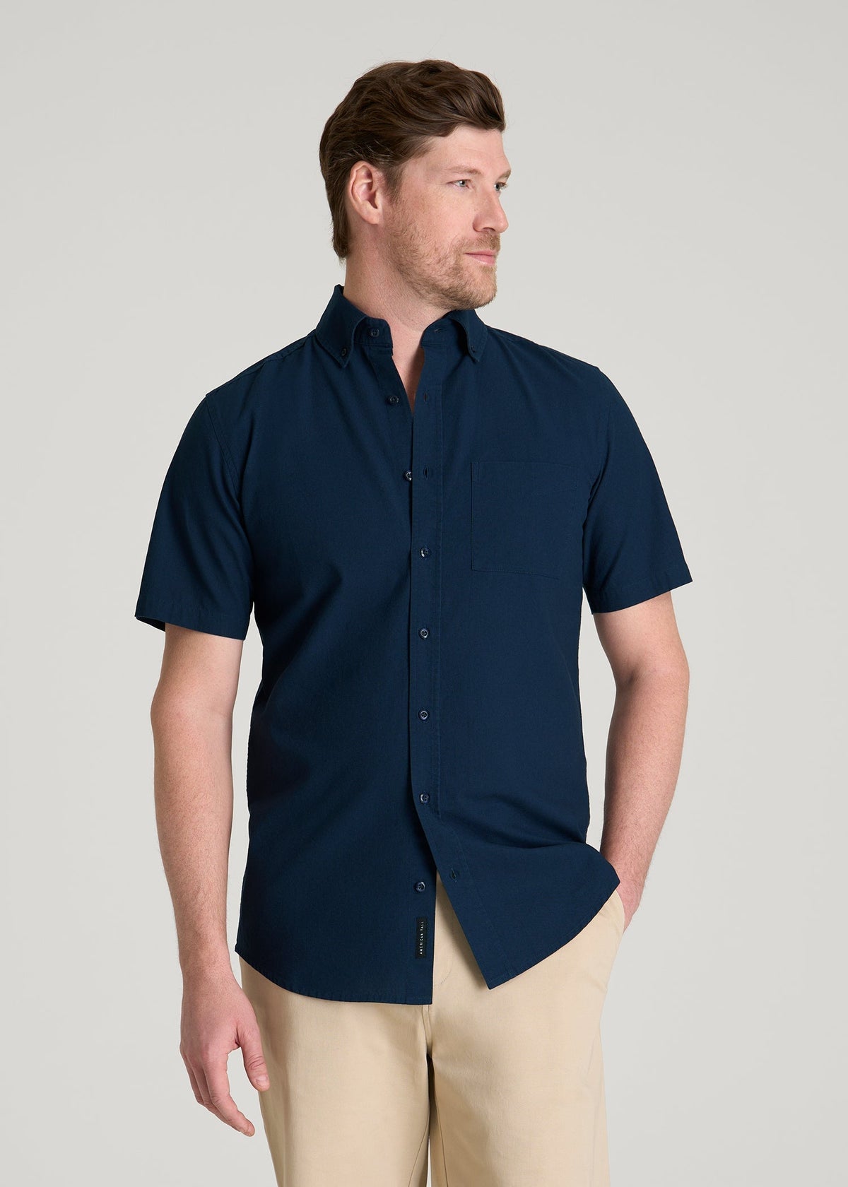 Short Sleeve Shirt for Tall Men in Navy Blue