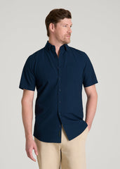 Short Sleeve Shirt for Tall Men in Navy Blue