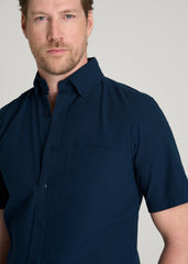 Short Sleeve Shirt for Tall Men in Navy Blue