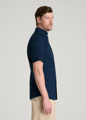 Short Sleeve Shirt for Tall Men in Navy Blue