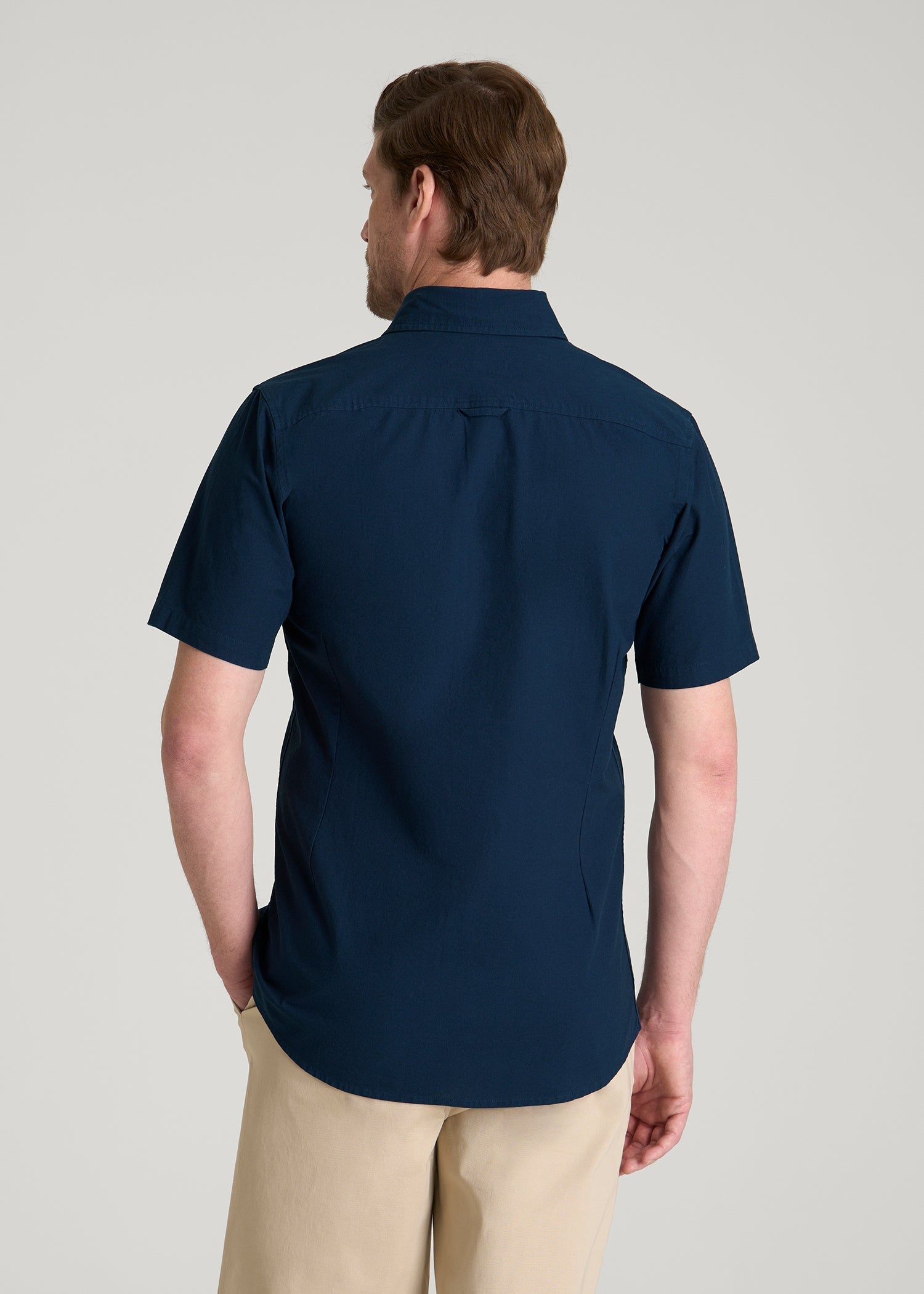 Short Sleeve Shirt for Tall Men in Navy Blue