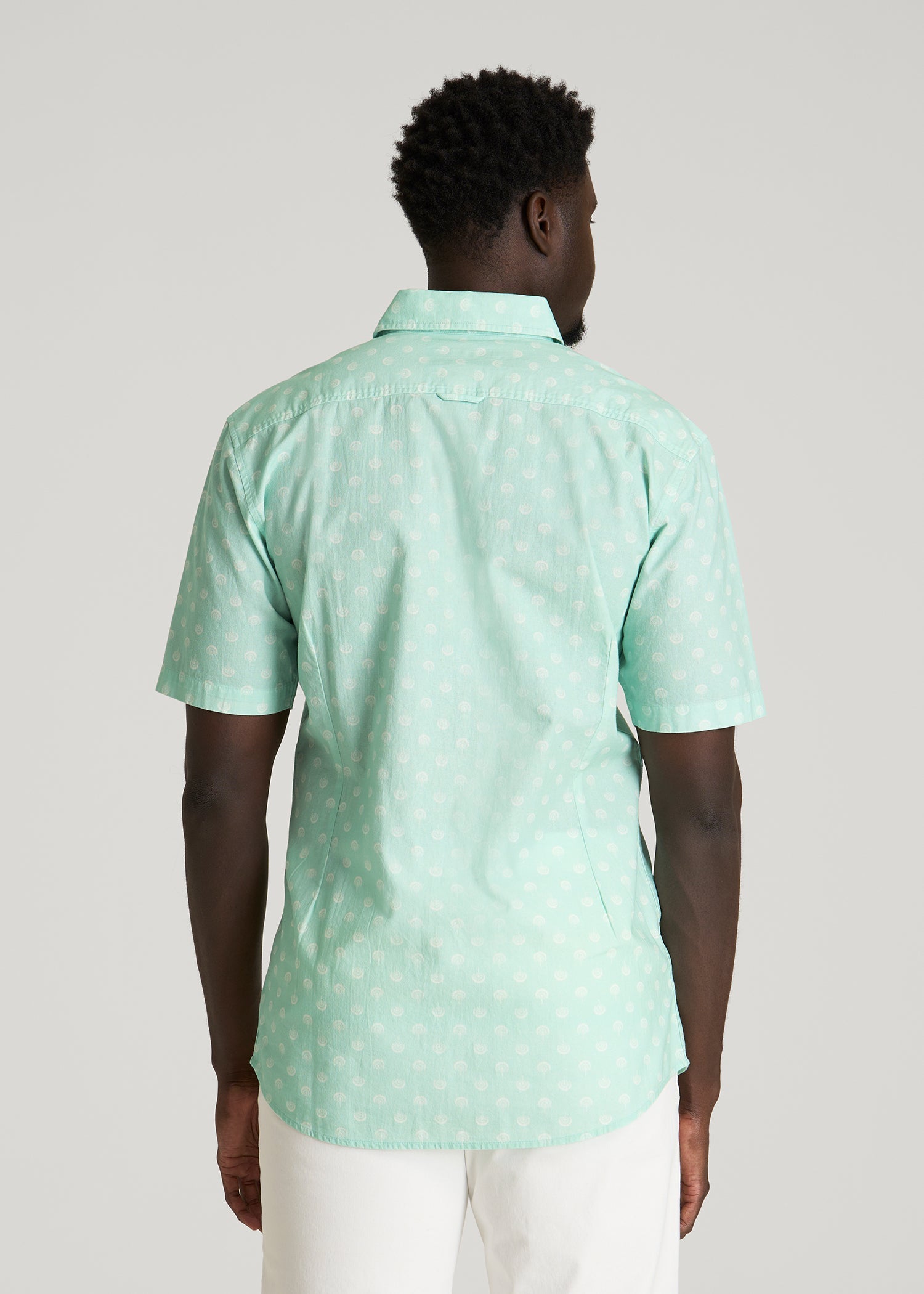 Short Sleeve Shirt for Tall Men in Opal Blue Dandelion