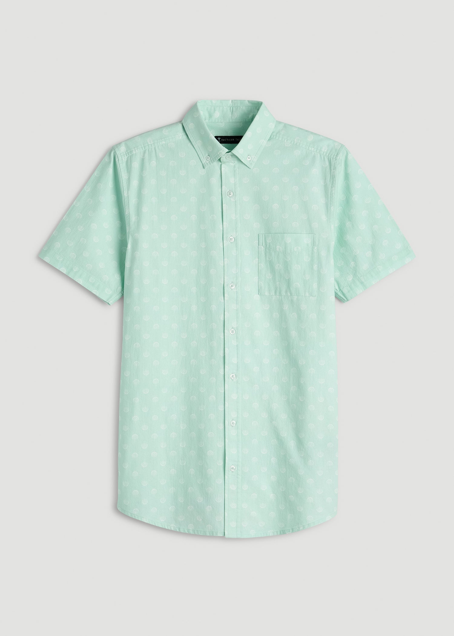 Short Sleeve Shirt for Tall Men in Opal Blue Dandelion