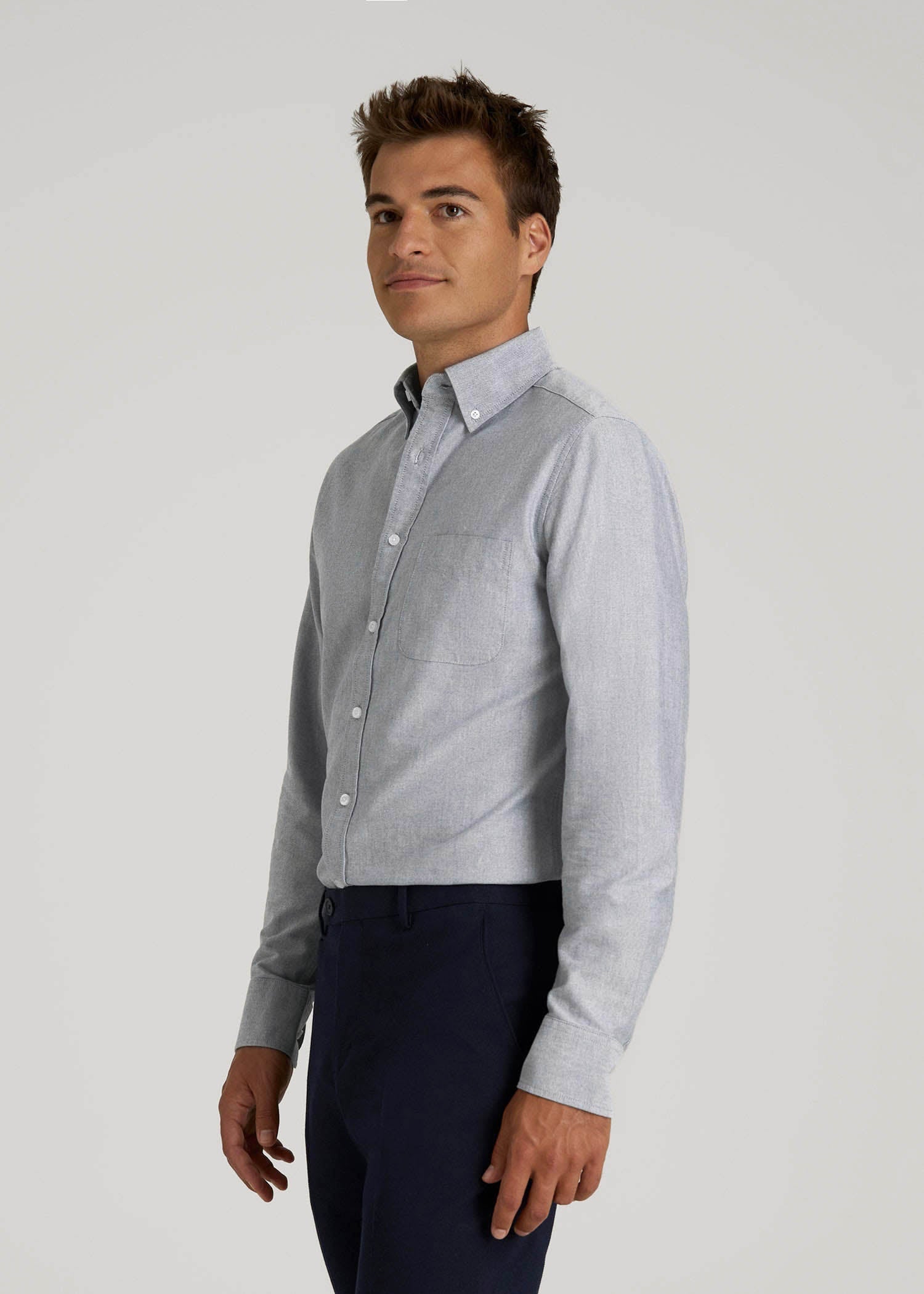 Oxford Cloth Button Down Shirt for Tall Men in Tradewinds Blue