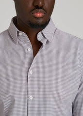 Traveler Stretch Dress Shirt in Grey Mini Plaid