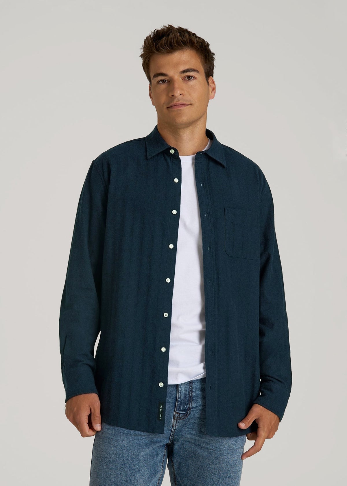 Nelson Flannel Shirt for Tall Men in Blue Chevron