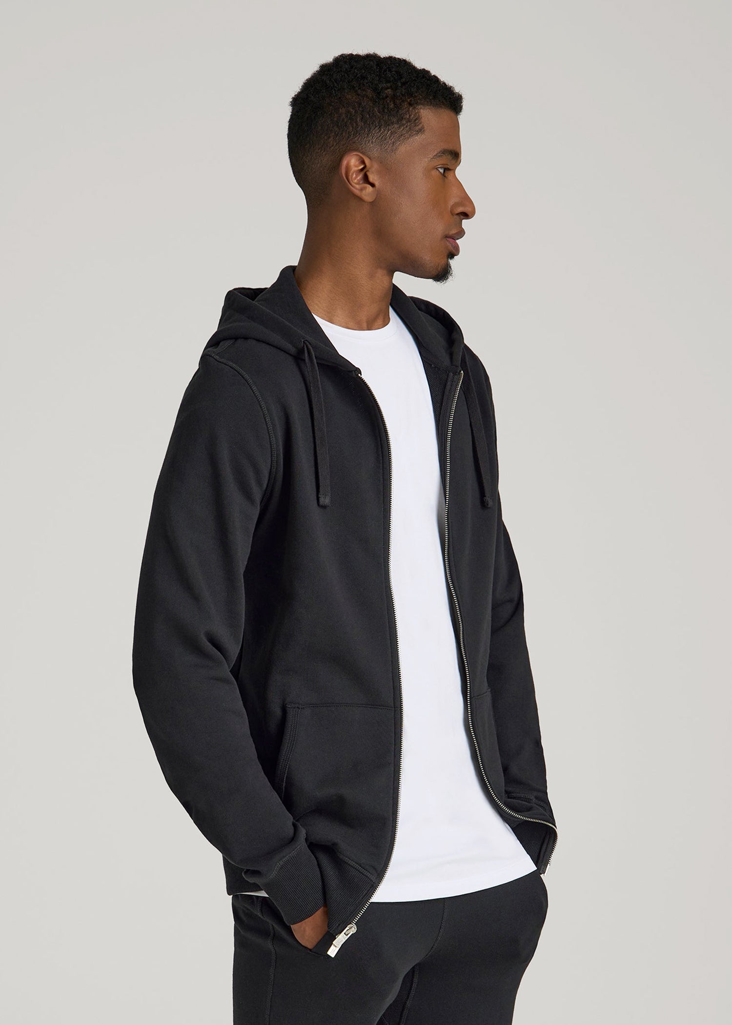 Wearever 2.0 French Terry Full-Zip Hoodie for Tall Men in Black