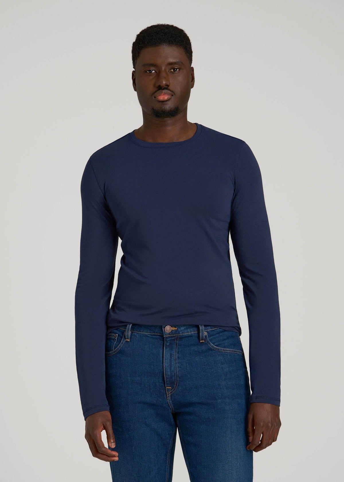 The Essential Slim Fit Long Sleeve Tee for Tall Men in Navy