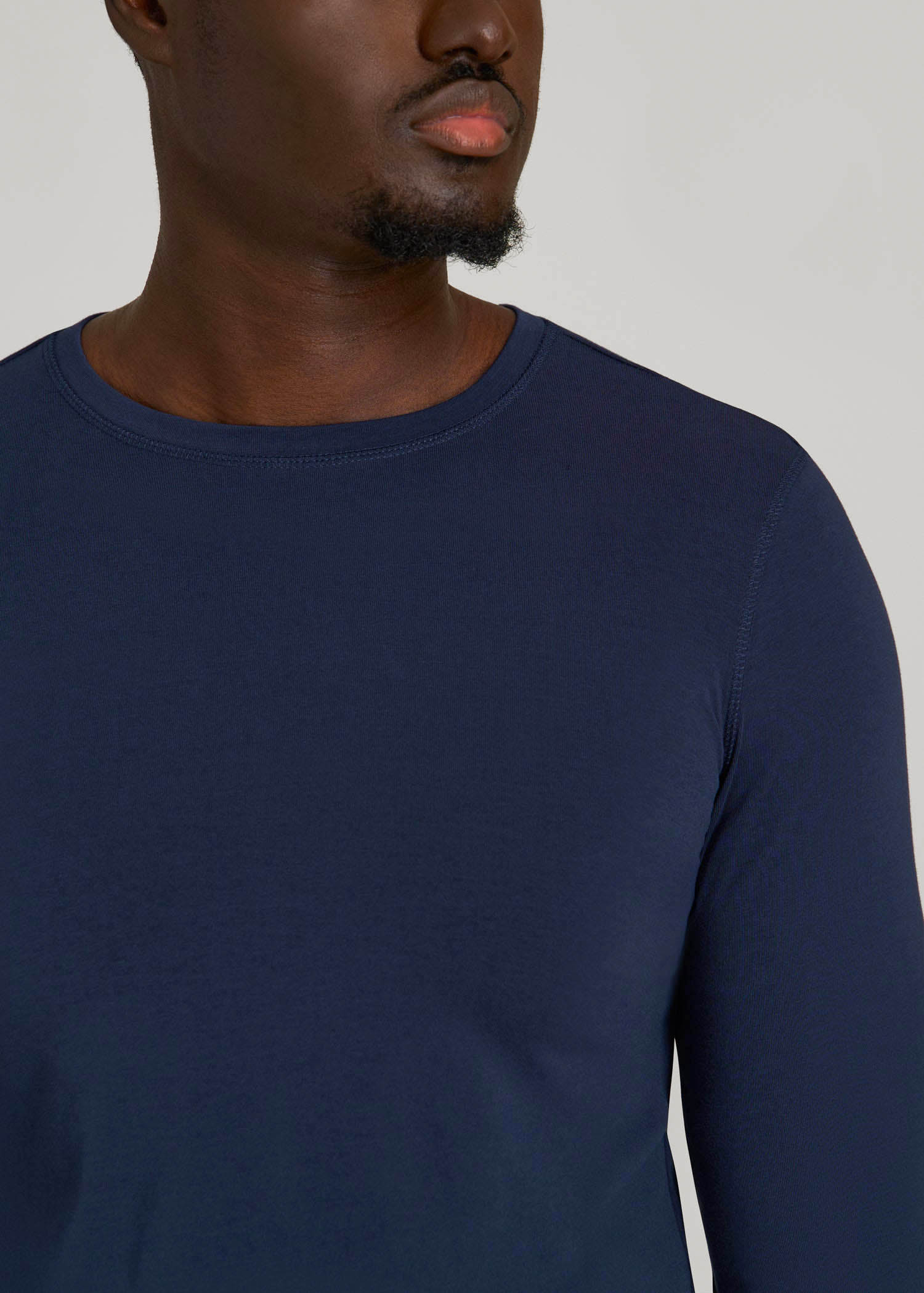 The Essential Slim Fit Long Sleeve Tee for Tall Men in Navy