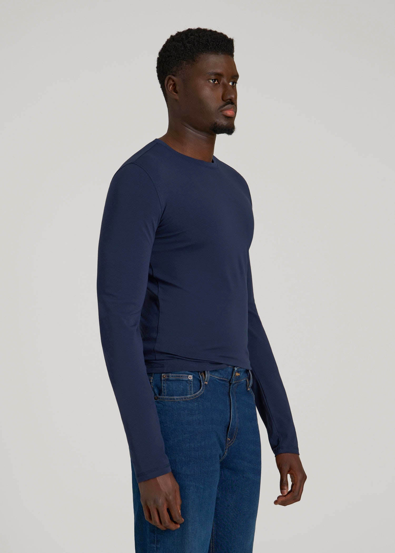 The Essential Slim Fit Long Sleeve Tee for Tall Men in Navy