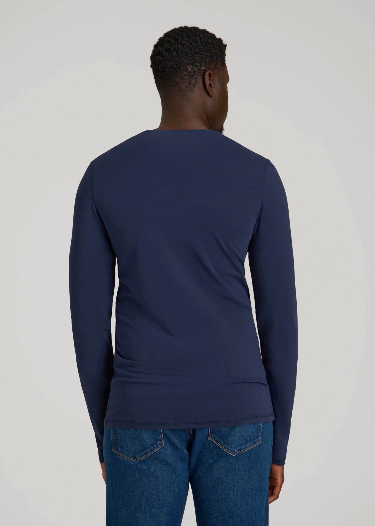 The Essential Slim Fit Long Sleeve Tee for Tall Men in Navy