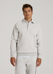 Wearever Fleece Collared Sweatshirt for Tall Men in Grey Mix