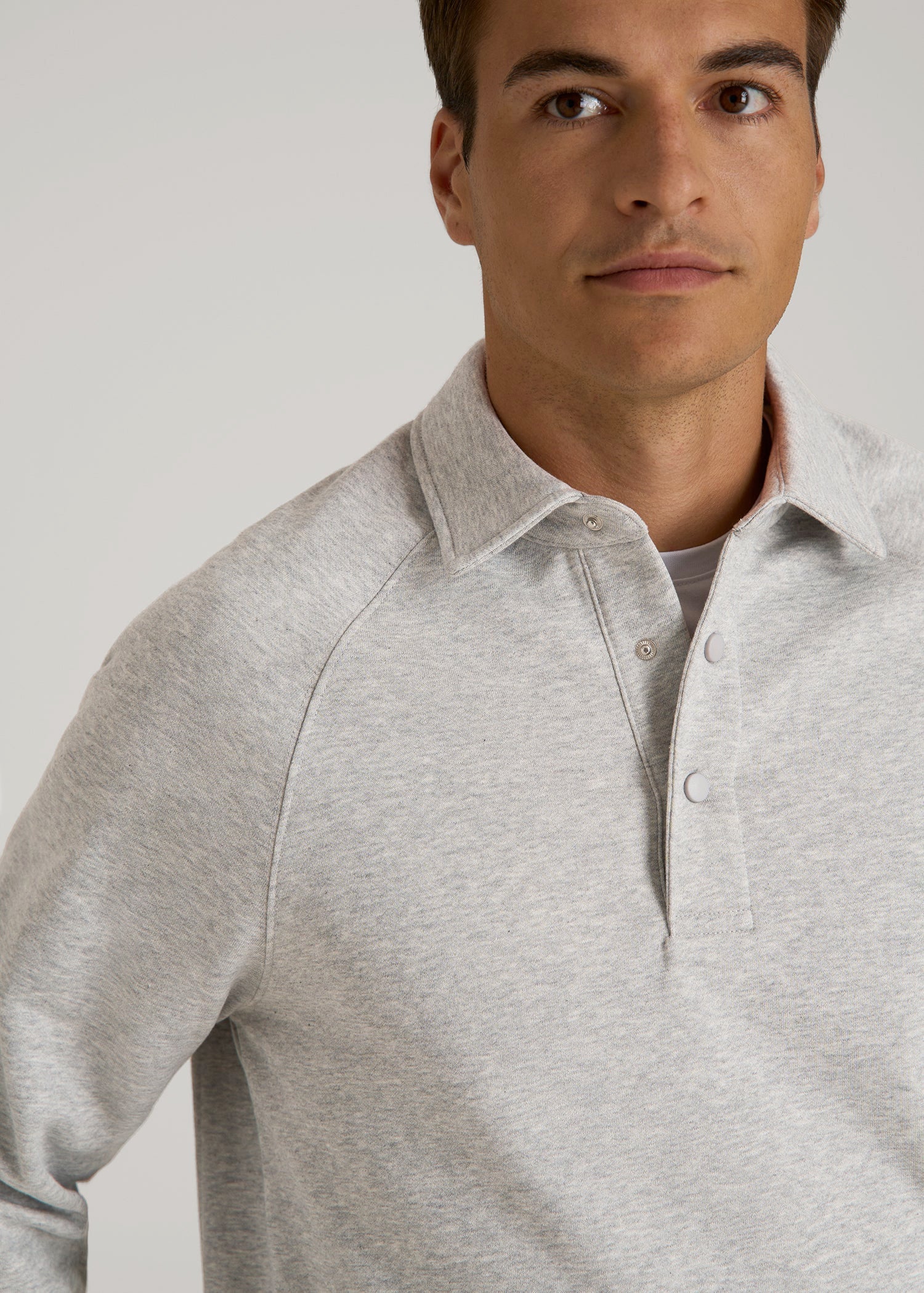 Wearever Fleece Collared Sweatshirt for Tall Men in Grey Mix