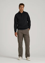 Wearever Fleece Collared Sweatshirt for Tall Men in Black