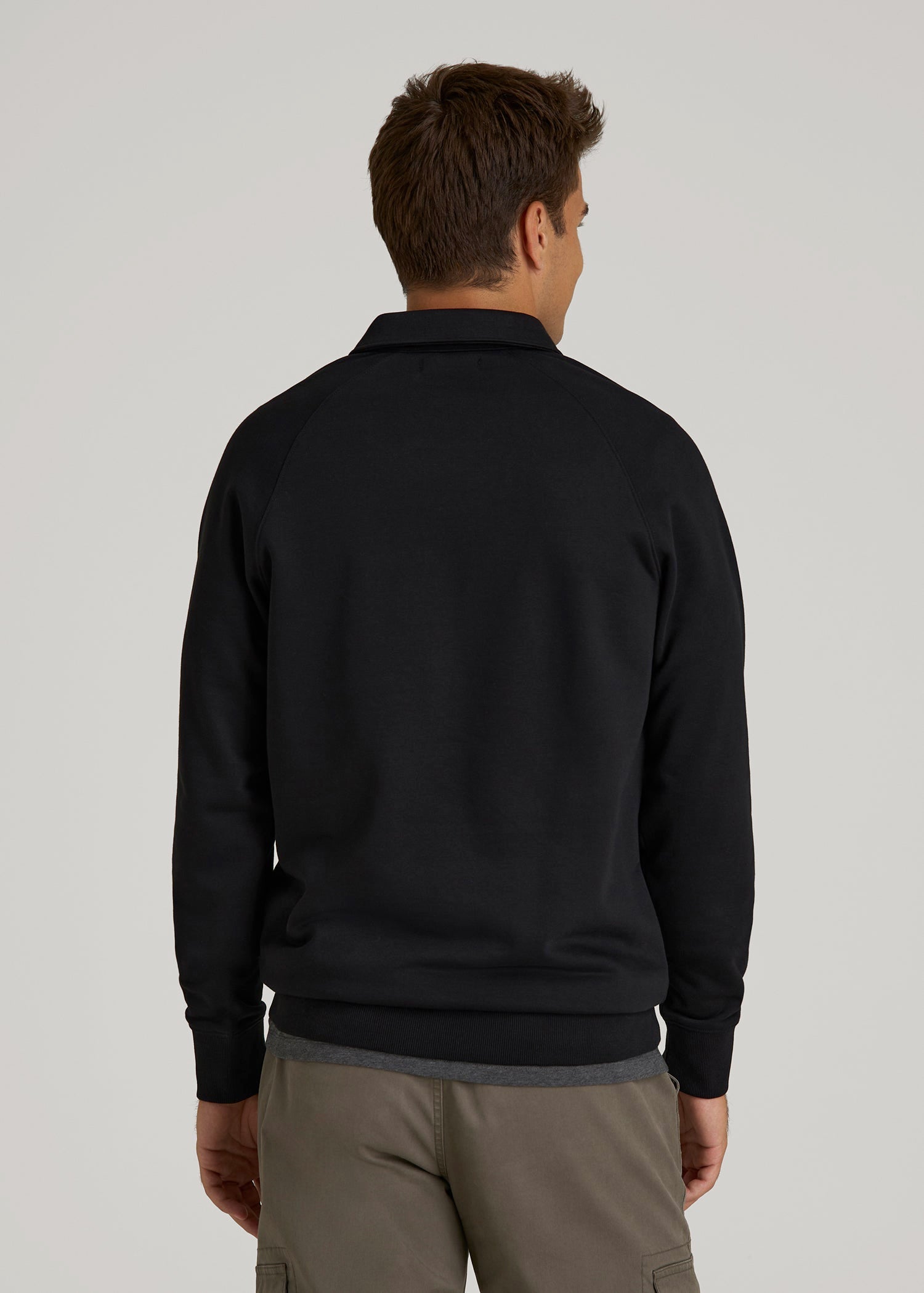 Wearever Fleece Collared Sweatshirt for Tall Men in Black