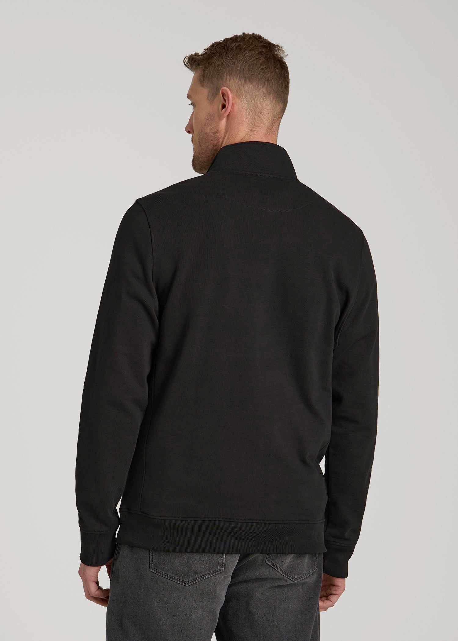 LJ&S Heavyweight Quarter-Zip Pullover for Tall Men in Vintage Black