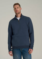 LJ&S Heavyweight Quarter-Zip Pullover for Tall Men in Vintage Midnight Navy