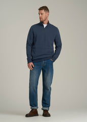 LJ&S Heavyweight Quarter-Zip Pullover for Tall Men in Vintage Midnight Navy