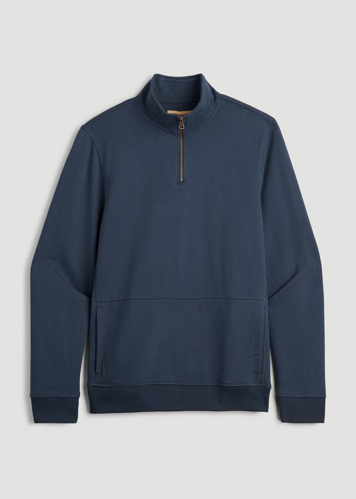 LJ&S Heavyweight Quarter-Zip Pullover for Tall Men in Vintage Midnight Navy