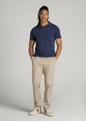 Slub Polo Shirt for Tall Men in Navy