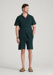 Terry Cotton Polo Cardigan for Tall Men in Emerald