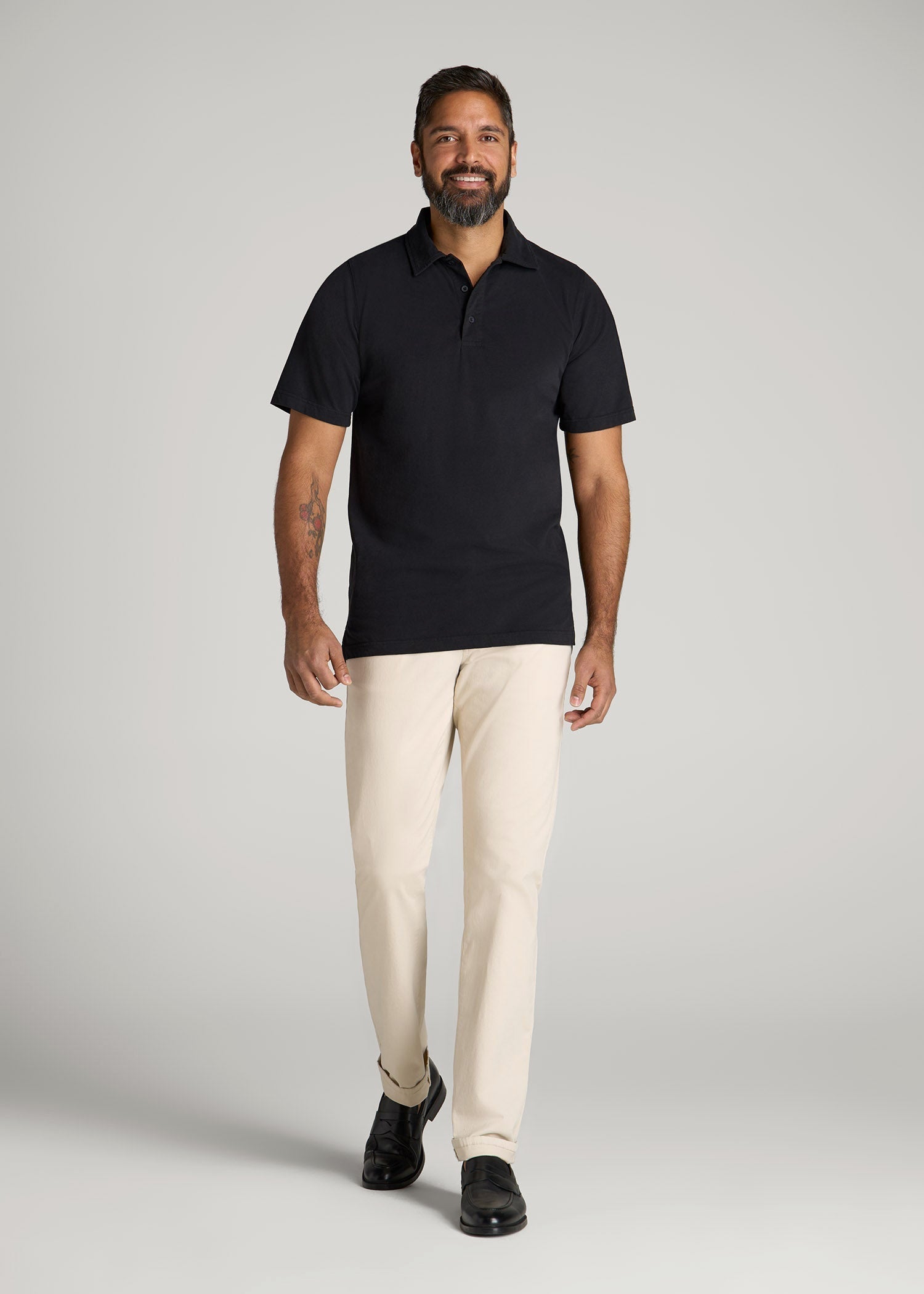 LJ&S Ultra Soft Short Sleeve Cotton Polo for Tall Men in Vintage Black