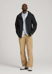 Lightweight Rain Jacket for Tall Men in Black
