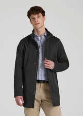 Zip Trench Coat for Tall Men in Black