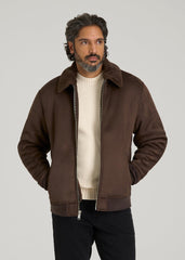 Sherpa Bomber Jacket for Tall Men in Bison Brown