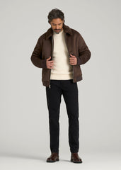 Sherpa Bomber Jacket for Tall Men in Bison Brown