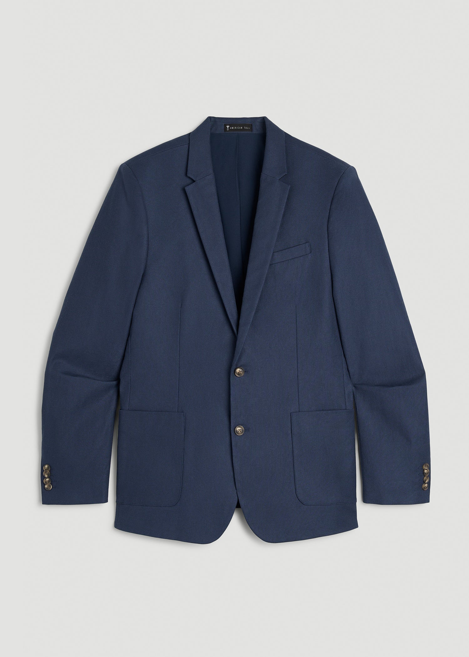 Stretch Cotton Linen Blend Blazer for Tall Men in Navy Blue
