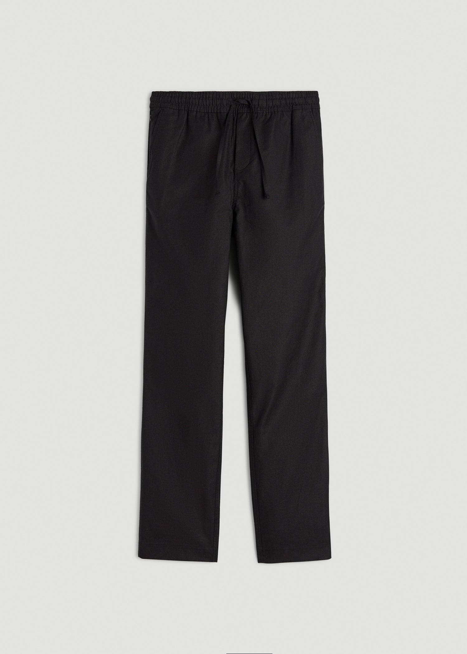 Stretch Cotton Linen Blend Pull-On Pants for Tall Men in Black