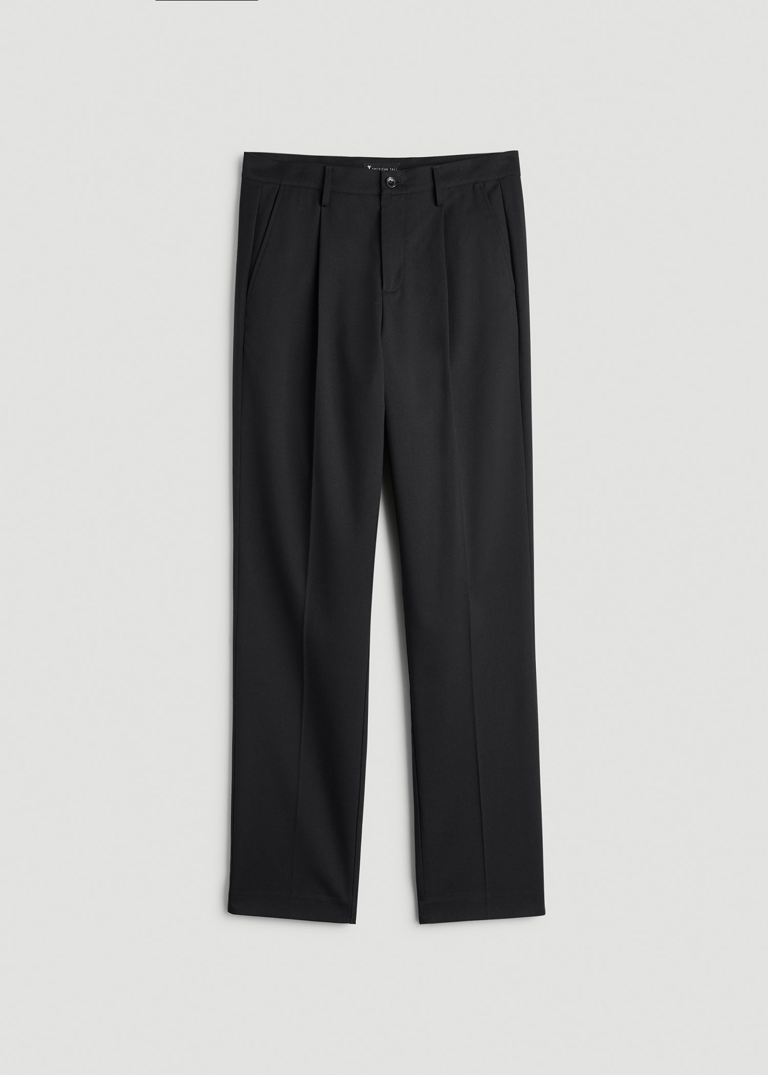 Relaxed Pleated Trousers for Tall Men in Black