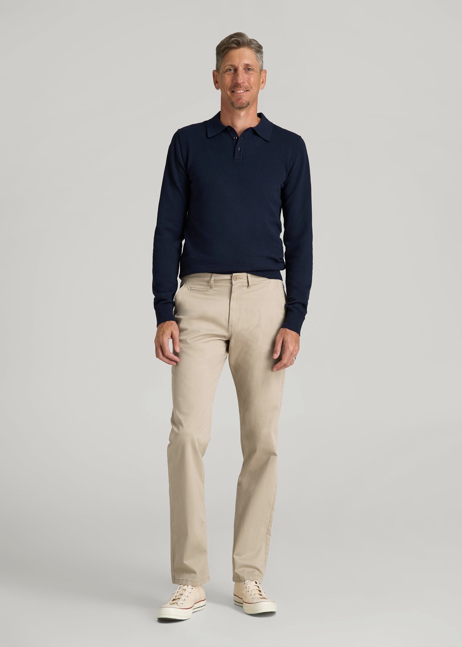J1 STRAIGHT Leg Chinos for Tall Men in Desert Khaki